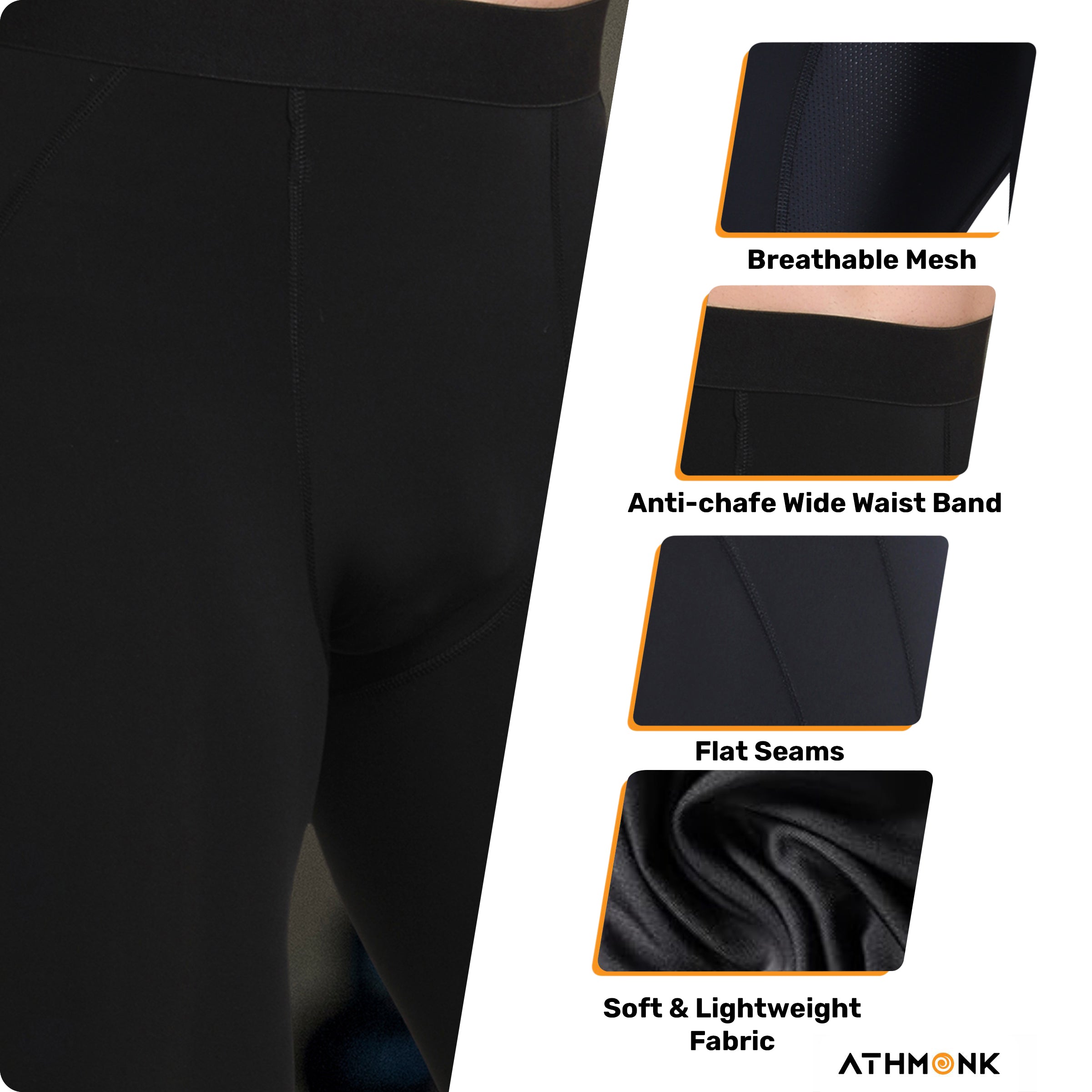 Athmonk Compression Nylon Lycra Lower Leggings Tights Yoga Pants for Men
